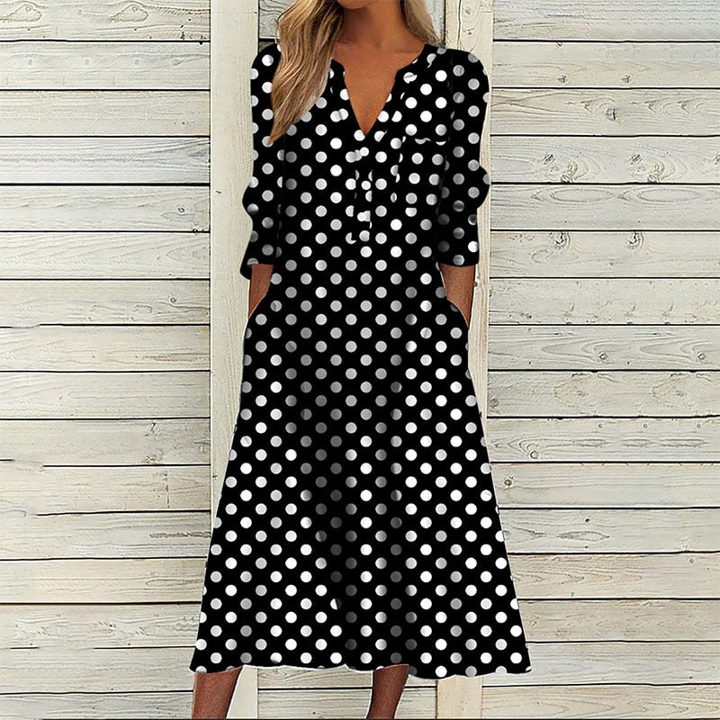 Vestido Ana Maria Decote V Manga Longa