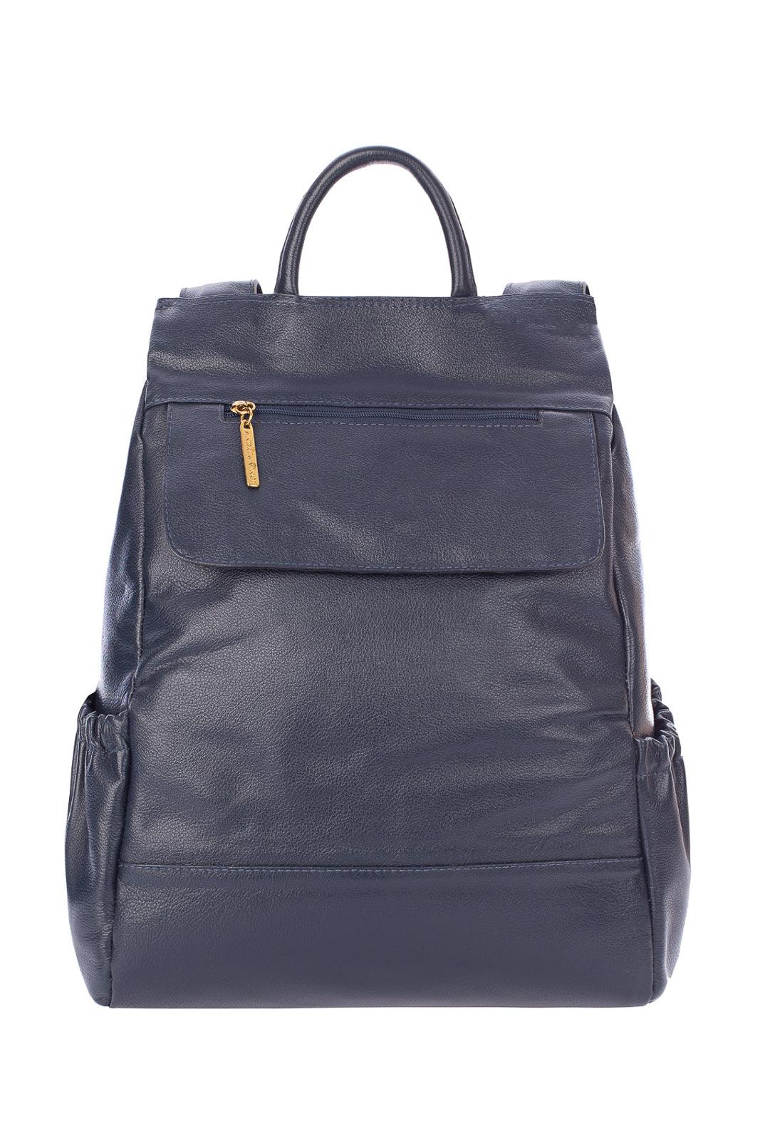 Mochila antifurto de couro liso Suelen