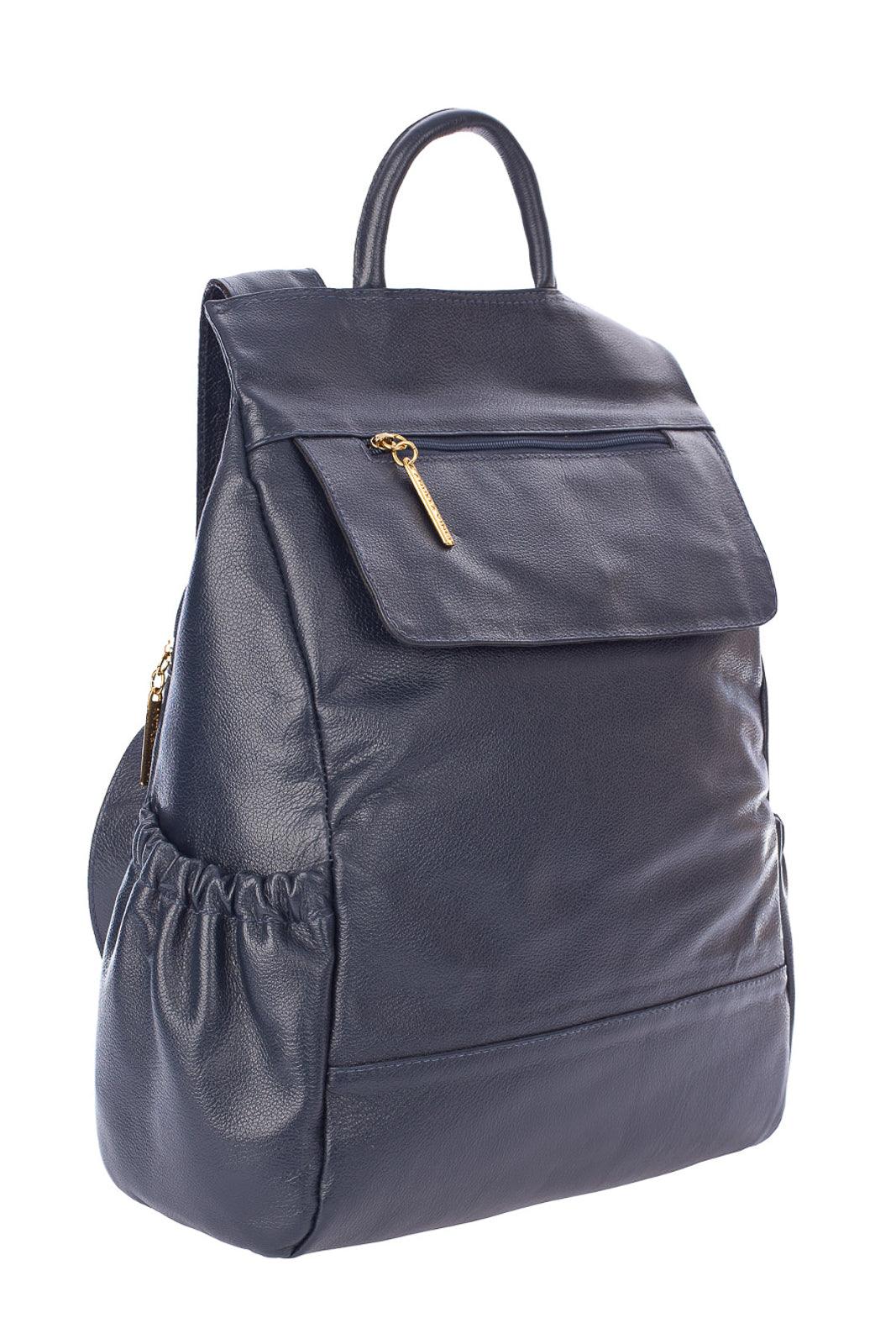 Mochila antifurto de couro liso Suelen