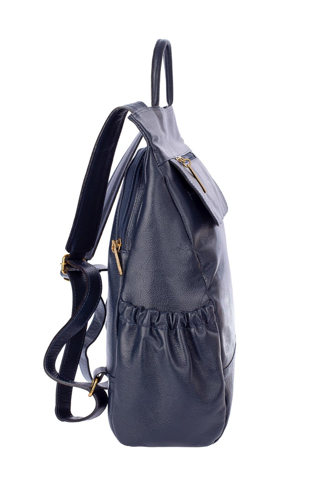 Mochila antifurto de couro liso Suelen