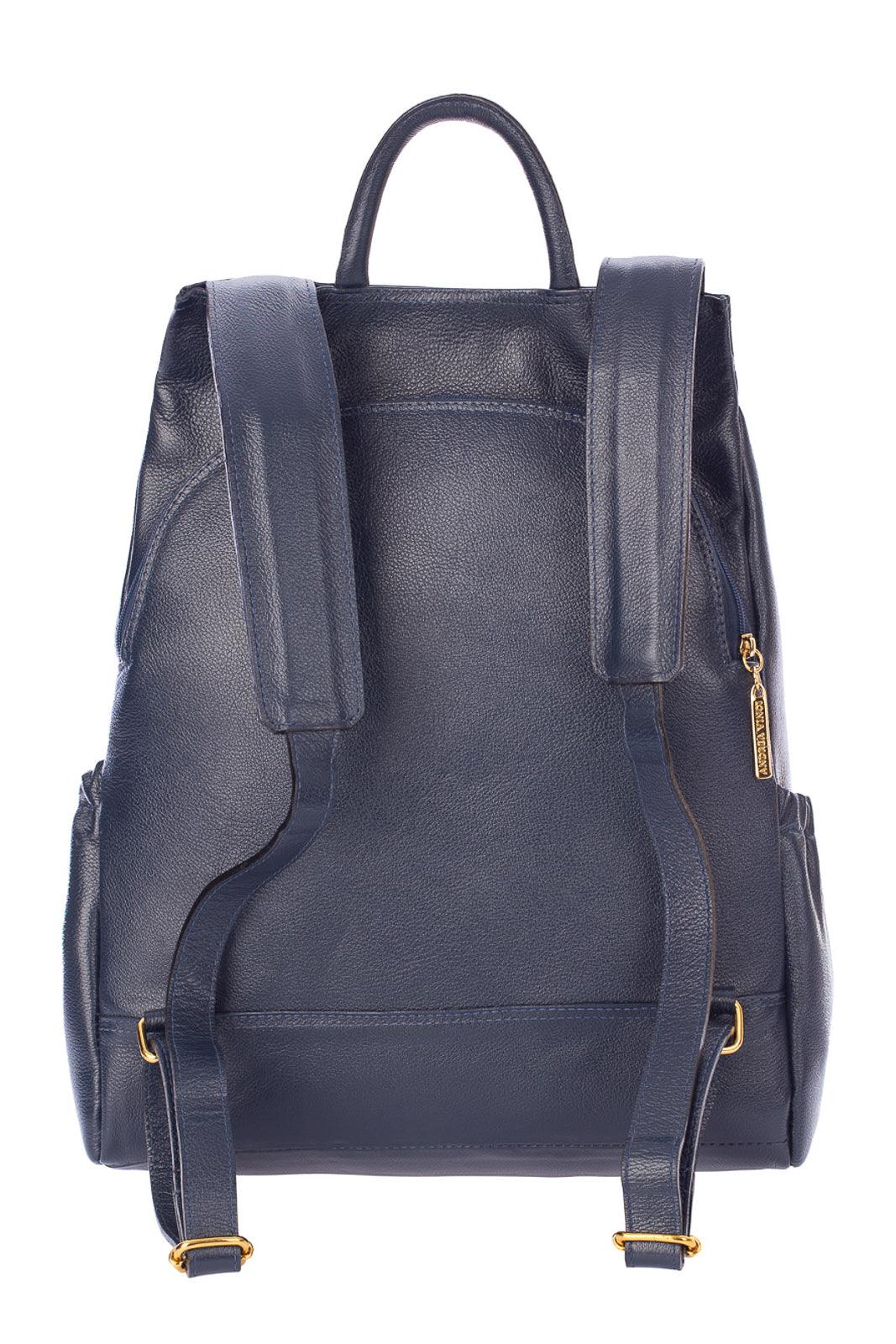 Mochila antifurto de couro liso Suelen