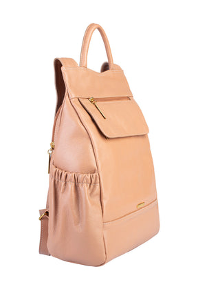 Mochila antifurto de couro liso Suelen