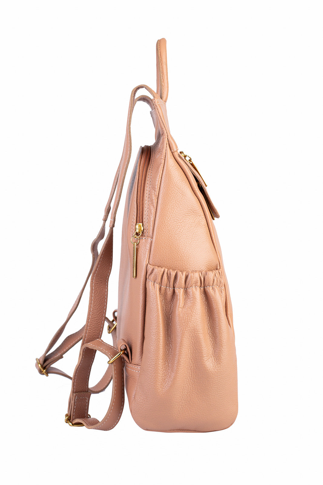 Mochila antifurto de couro liso Suelen