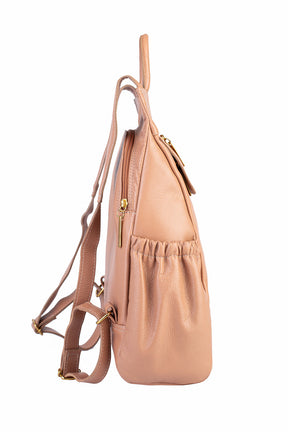 Mochila antifurto de couro liso Suelen