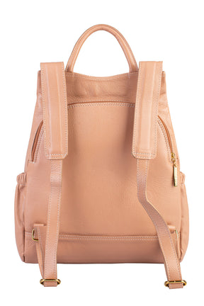 Mochila antifurto de couro liso Suelen