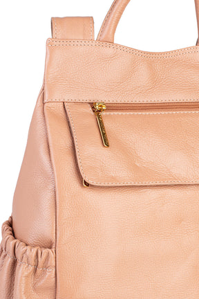 Mochila antifurto de couro liso Suelen