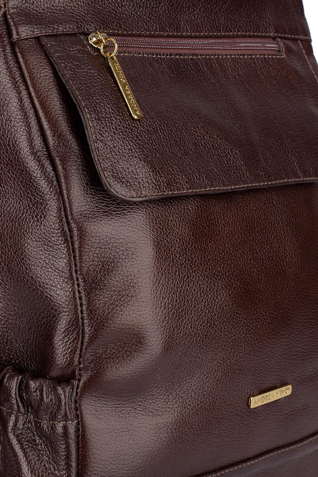 Mochila antifurto de couro liso Suelen