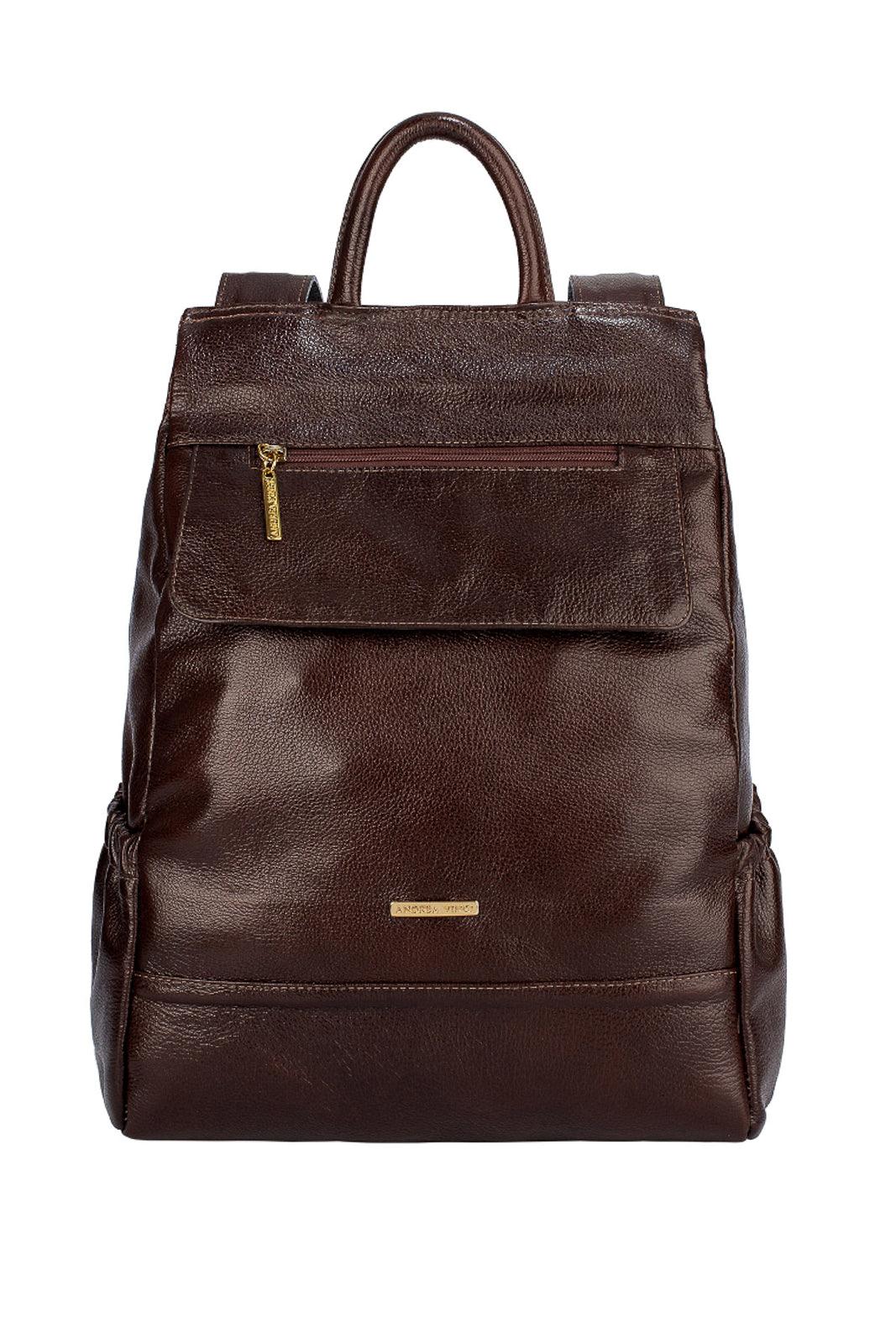 Mochila antifurto de couro liso Suelen