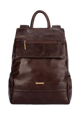 Mochila antifurto de couro liso Suelen