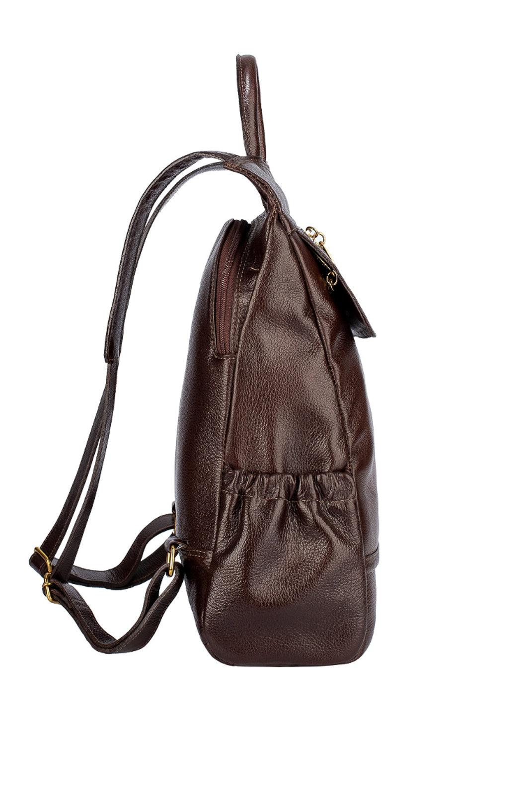 Mochila antifurto de couro liso Suelen