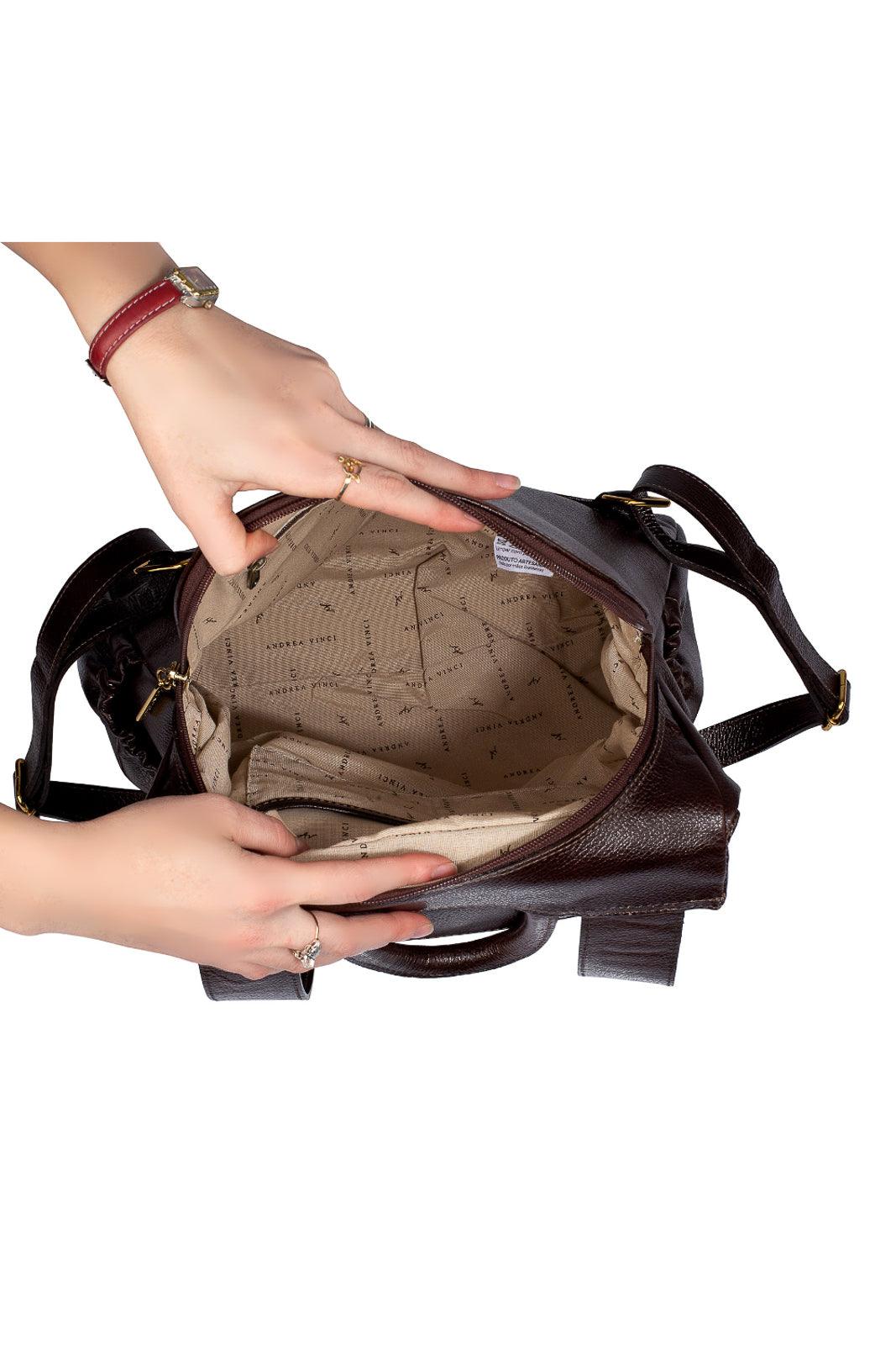 Mochila antifurto de couro liso Suelen
