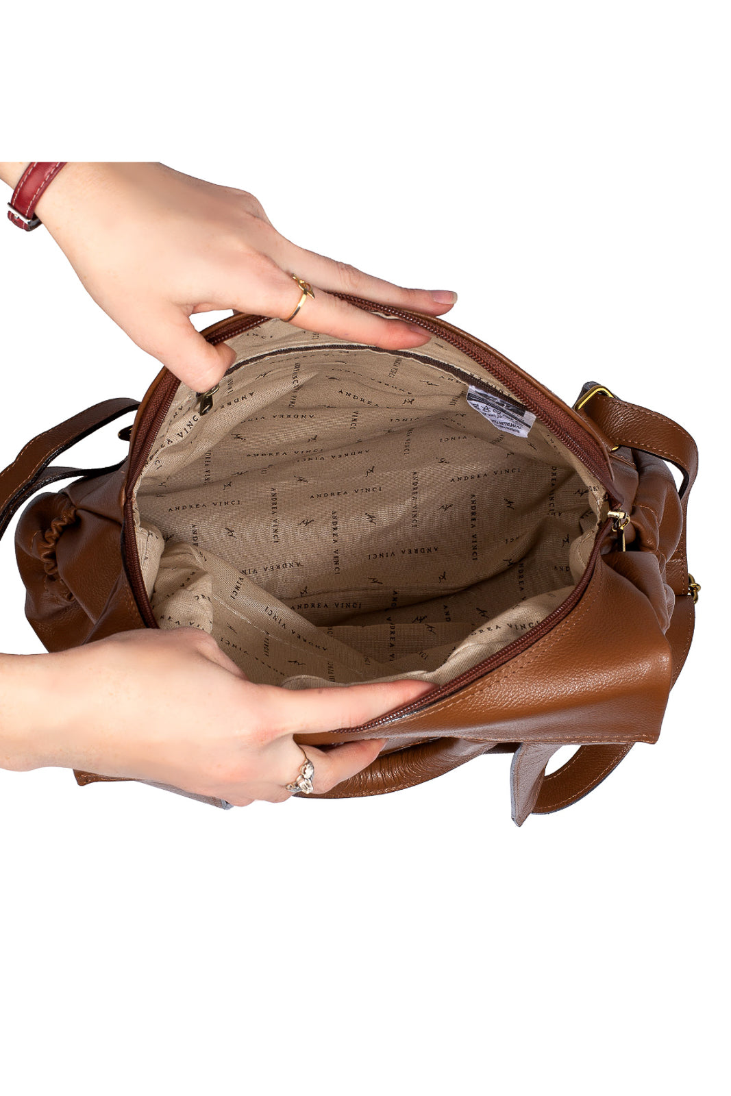 Mochila antifurto de couro liso Suelen