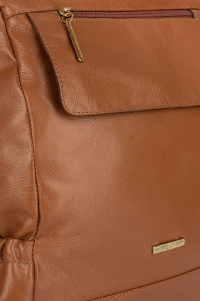 Mochila antifurto de couro liso Suelen