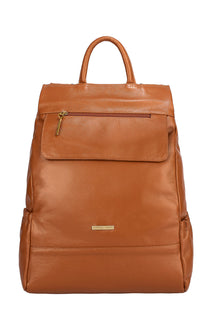 Mochila antifurto de couro liso Suelen
