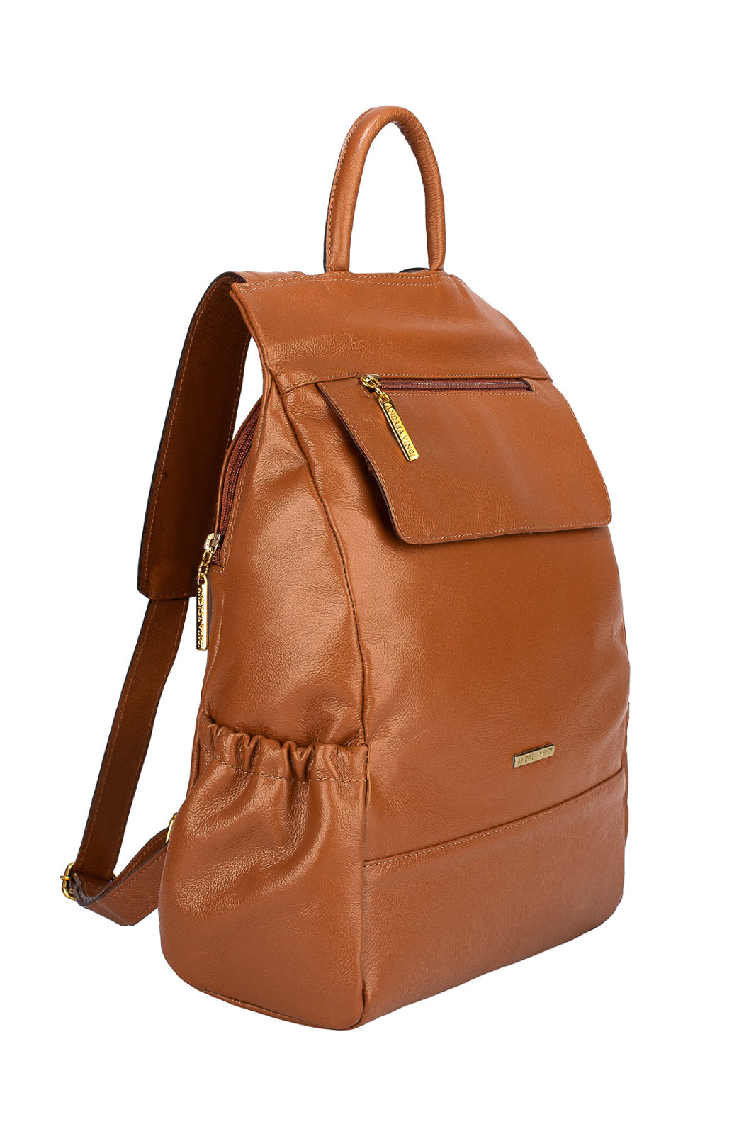 Mochila antifurto de couro liso Suelen