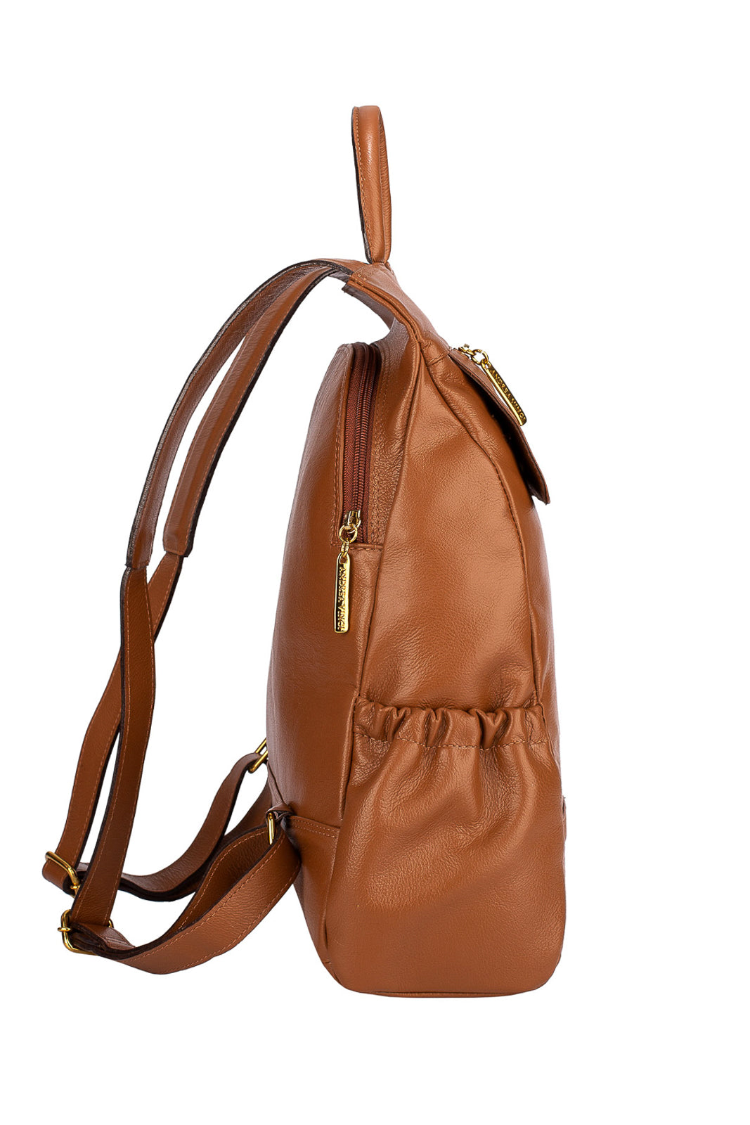 Mochila antifurto de couro liso Suelen