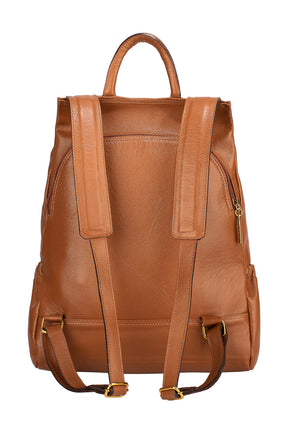 Mochila antifurto de couro liso Suelen