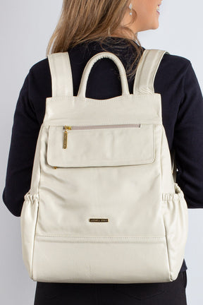 Mochila antifurto de couro liso Suelen