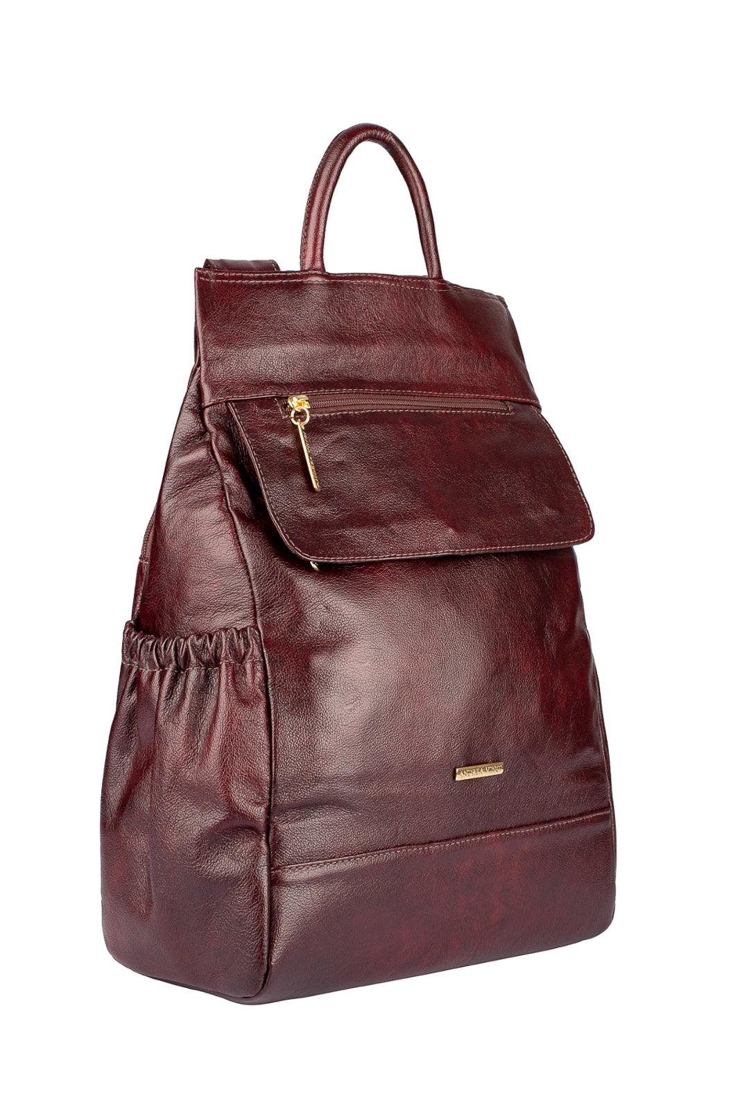 Mochila antifurto de couro liso Suelen