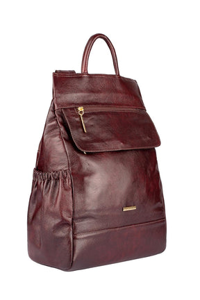 Mochila antifurto de couro liso Suelen