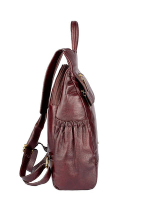 Mochila antifurto de couro liso Suelen