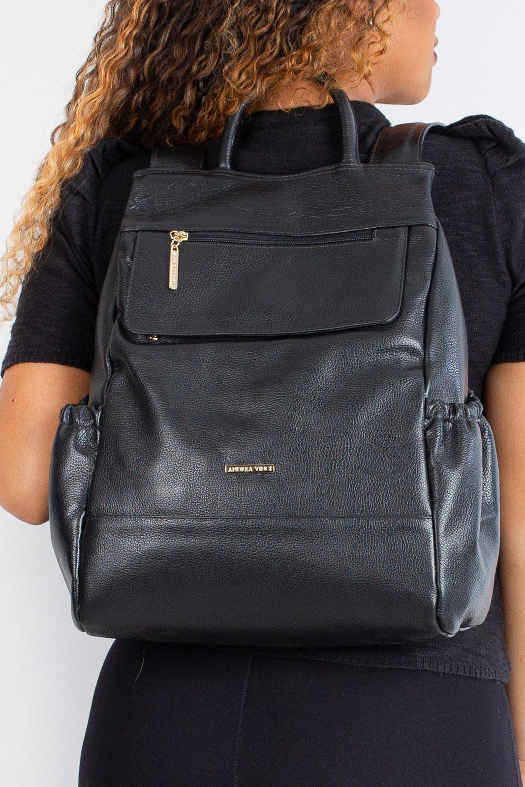 Mochila antifurto de couro liso Suelen