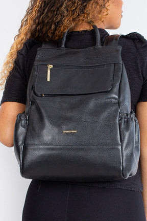 Mochila antifurto de couro liso Suelen