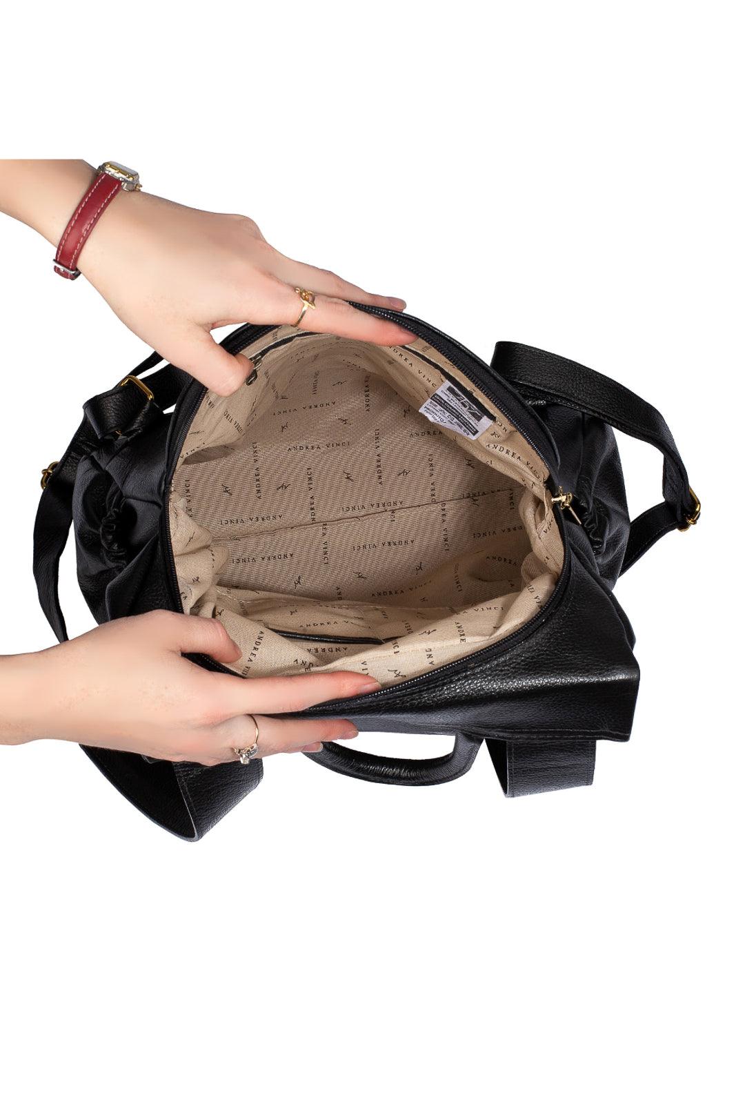 Mochila antifurto de couro liso Suelen