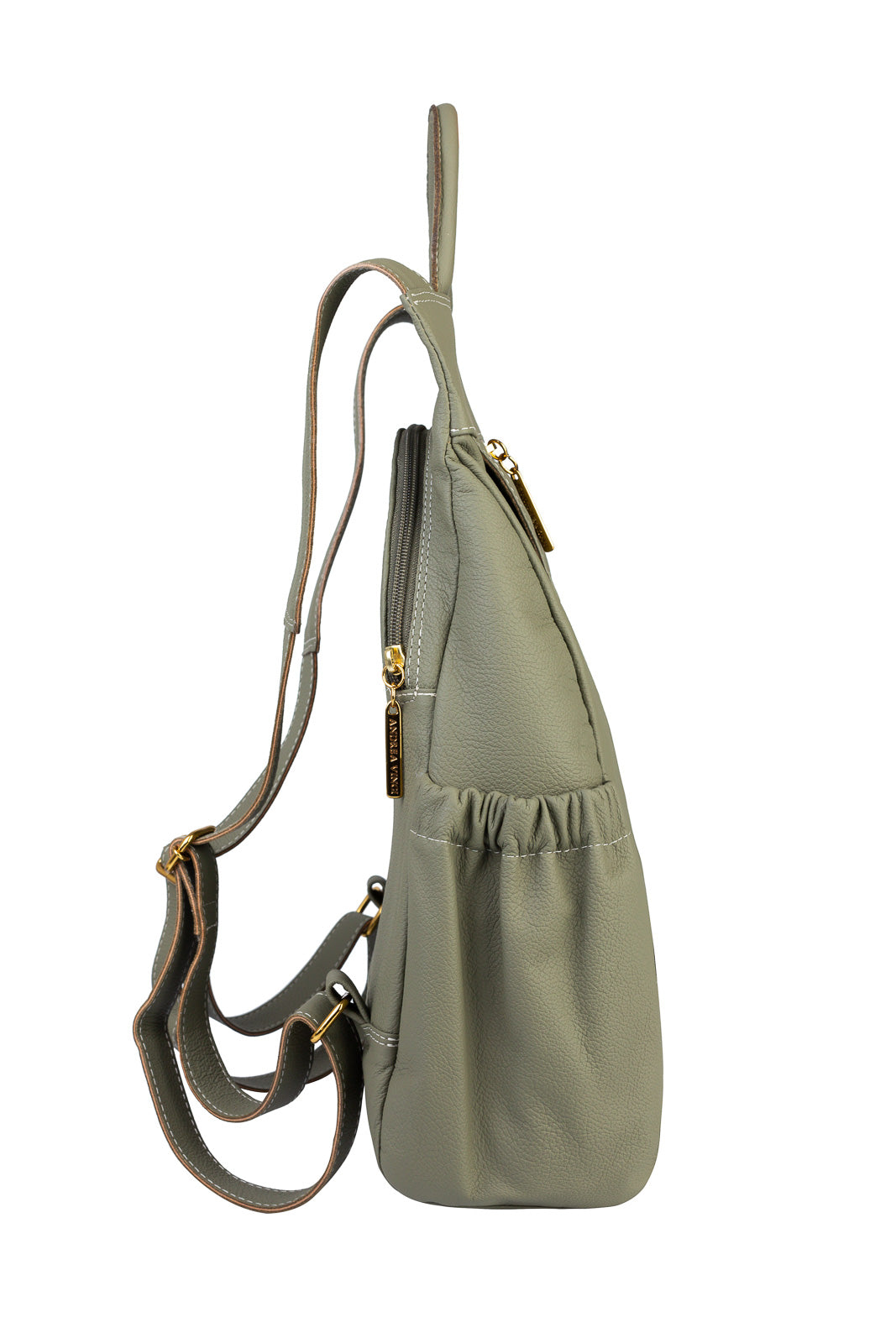 Mochila antifurto de couro liso Suelen