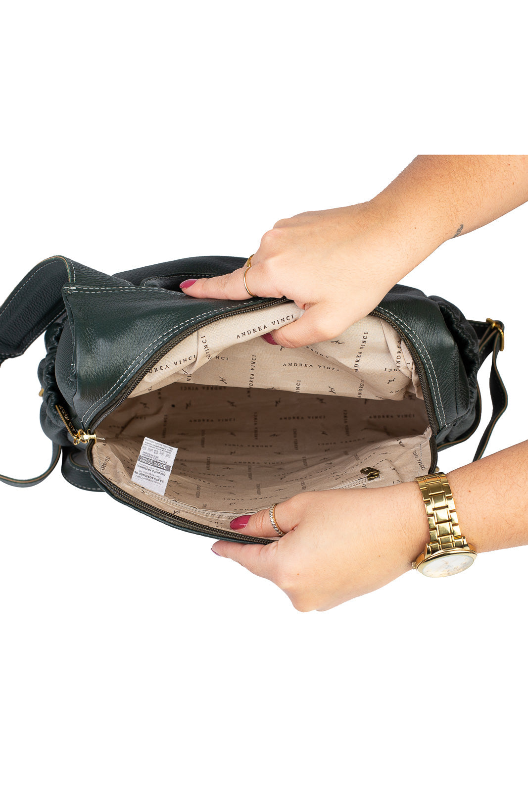 Mochila antifurto de couro liso Suelen