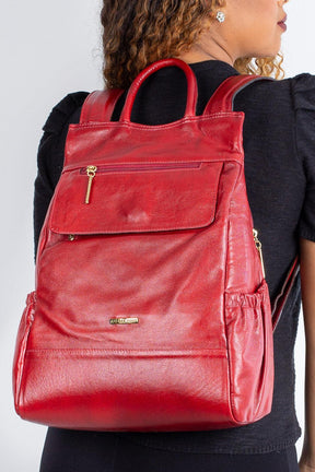 Mochila antifurto de couro liso Suelen