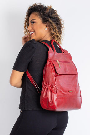 Mochila antifurto de couro liso Suelen