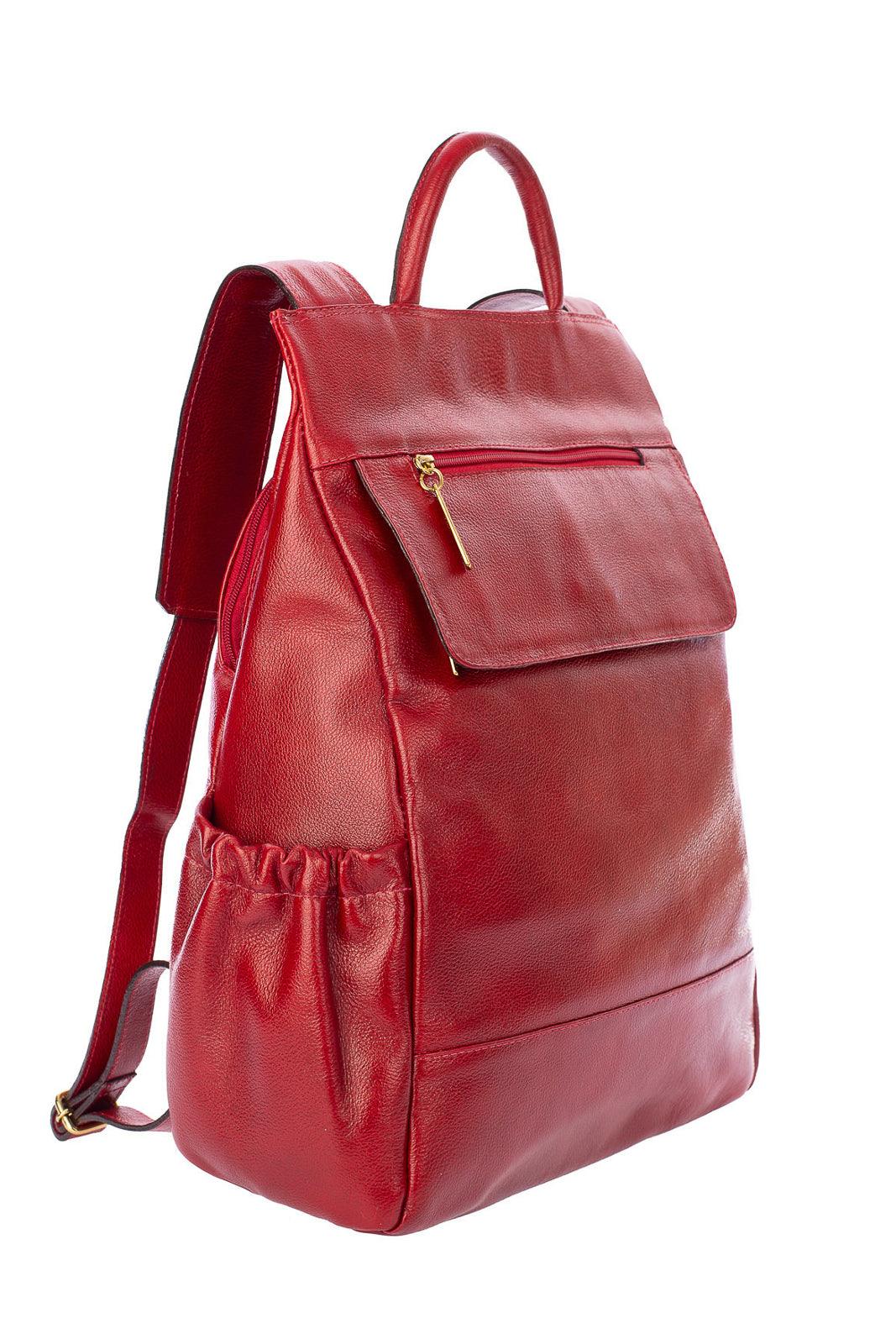Mochila antifurto de couro liso Suelen
