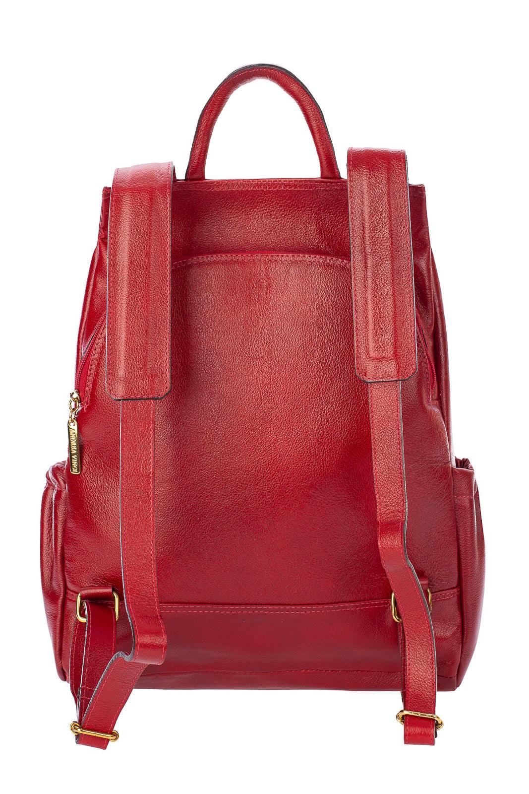 Mochila antifurto de couro liso Suelen