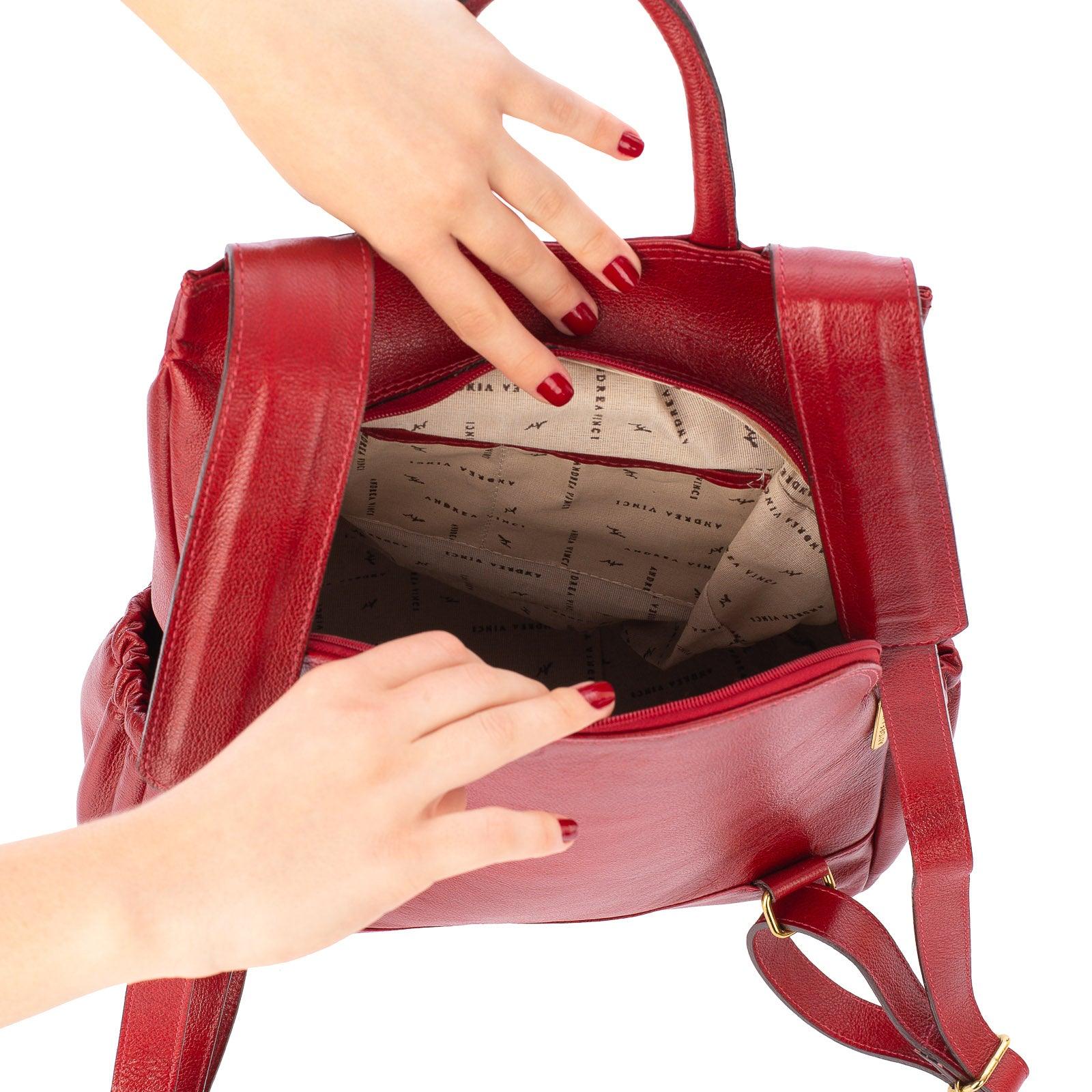 Mochila antifurto de couro liso Suelen