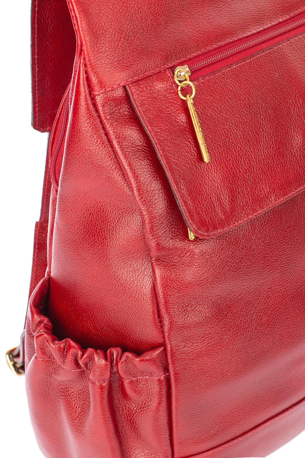 Mochila antifurto de couro liso Suelen