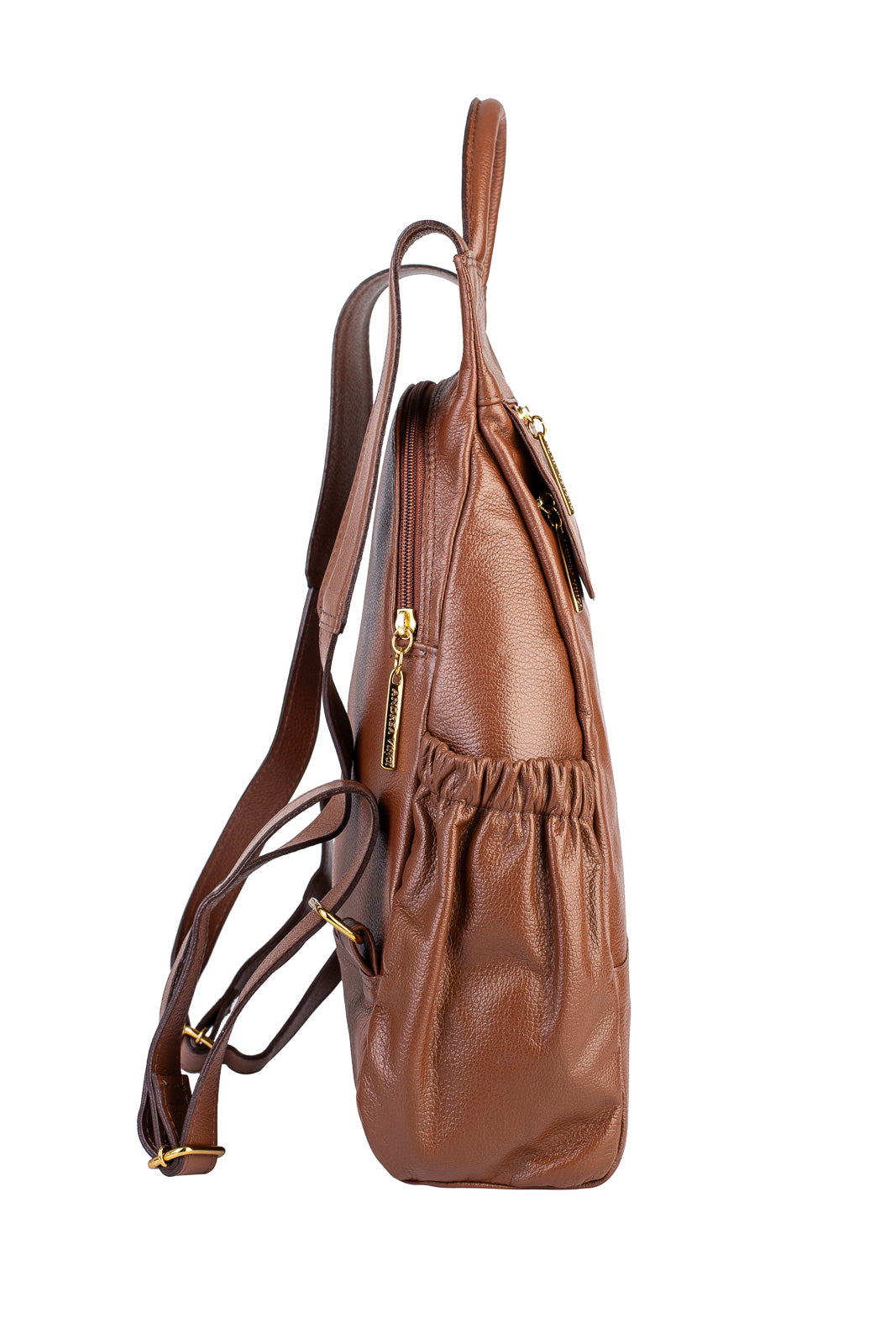 Mochila antifurto de couro liso Suelen