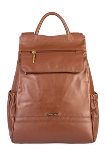 Mochila antifurto de couro liso Suelen
