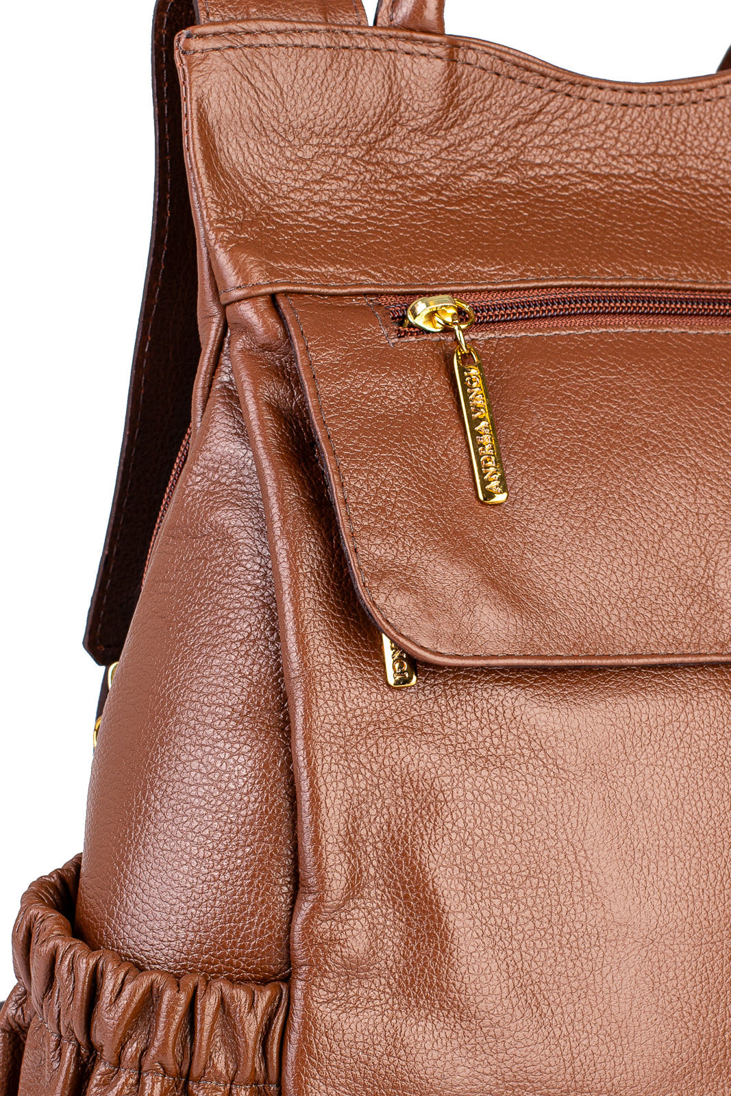 Mochila antifurto de couro liso Suelen