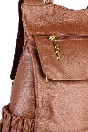 Mochila antifurto de couro liso Suelen