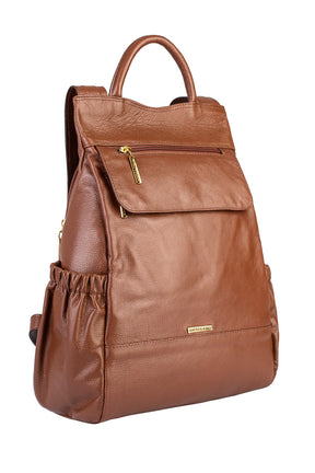 Mochila antifurto de couro liso Suelen