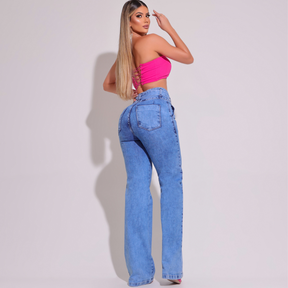 Calça Jeans Modeladora Wide Leg c/ Elastano Lara Clarinha  - RX003092