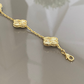 Pulseira Alhambra 5 Trevos Brilhantes - Ouro 18K