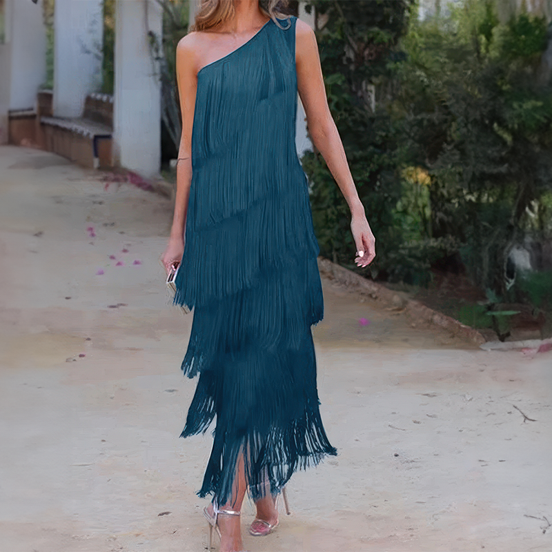 Vestido Elegante com Franjas Zoeyshe - Roses Jolie