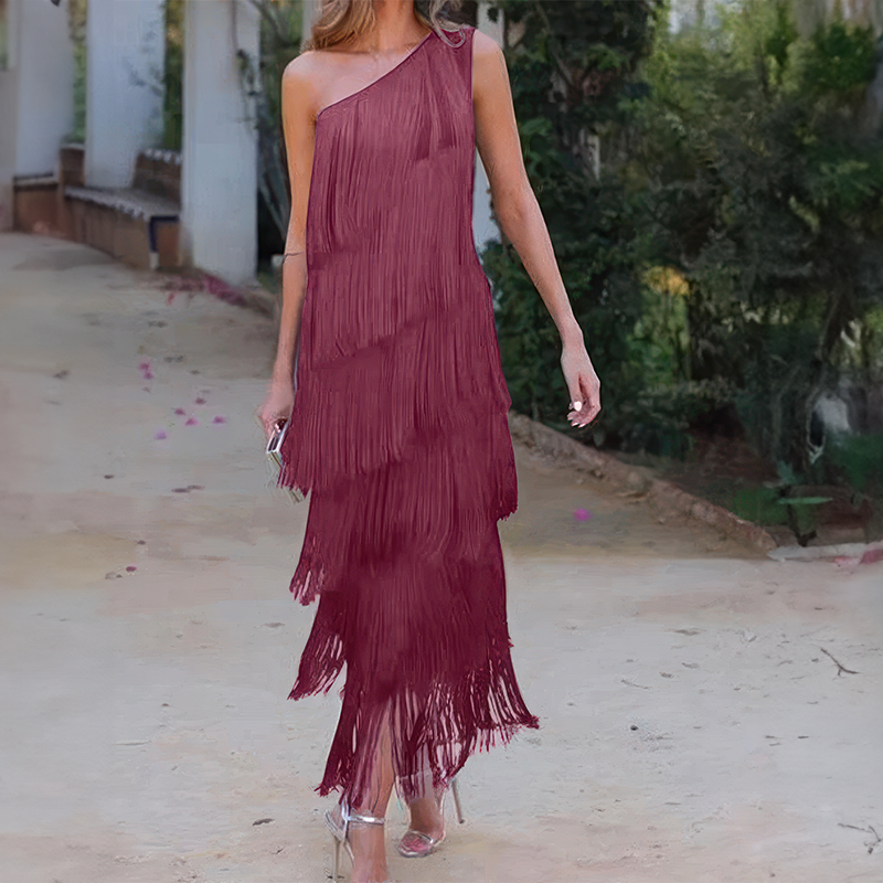 Vestido Elegante com Franjas Zoeyshe - Roses Jolie