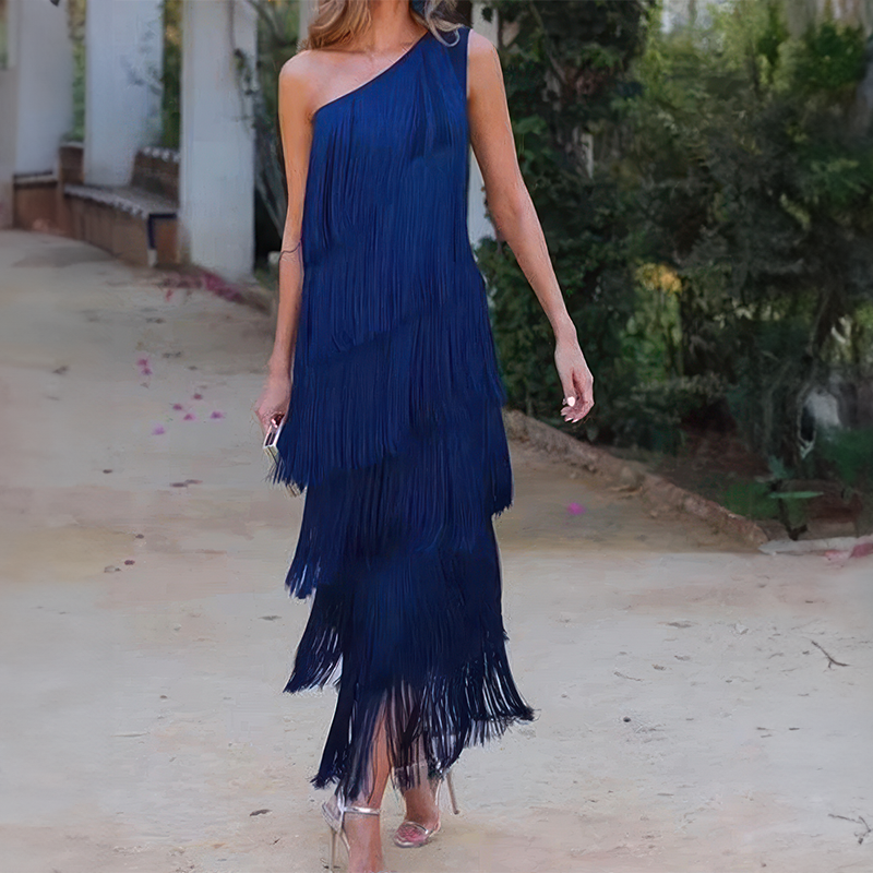 Vestido Elegante com Franjas Zoeyshe - Roses Jolie