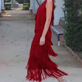 Vestido Elegante com Franjas Zoeyshe - Roses Jolie