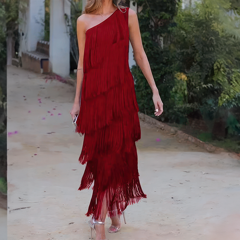 Vestido Elegante com Franjas Zoeyshe - Roses Jolie