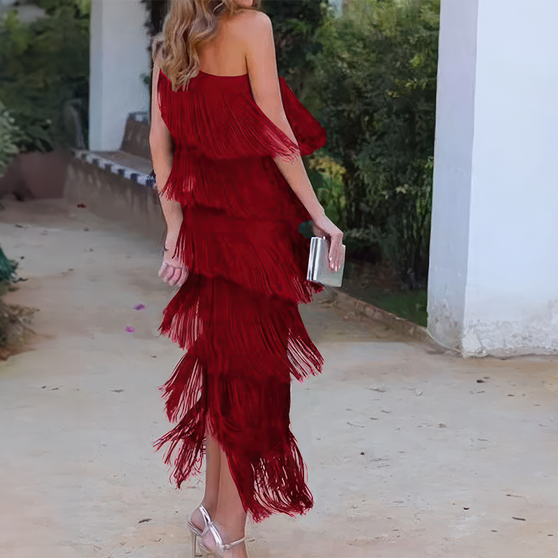 Vestido Elegante com Franjas Zoeyshe - Roses Jolie