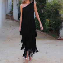 Vestido Elegante com Franjas Zoeyshe - Roses Jolie